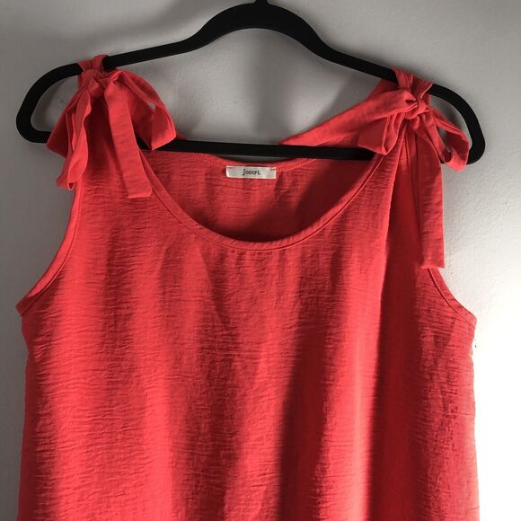 Jodifl Womens Size Medium Coral Pink Blouse Tie Strap Tank Crinkle Fabric Flowy - Picture 3 of 12
